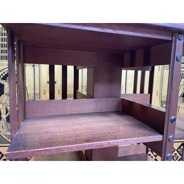 Revolving Bookcase in Oak by G. Borgeaud, Paris, France For Sale - Image 4 of 6