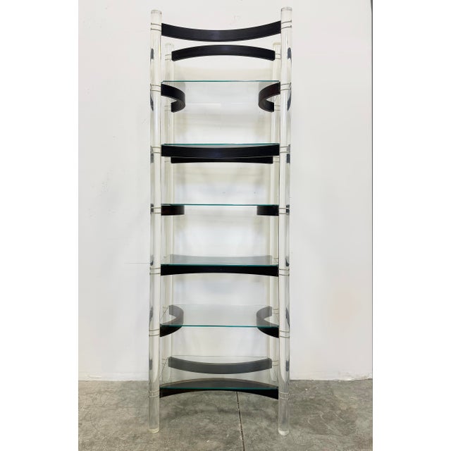 1970s Vintage Lucite, Rosewood Etagere, Charles Hollis Jones Style For Sale - Image 5 of 10