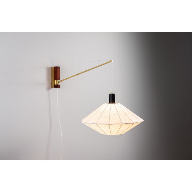 Suspendable Wall Lamp with Brass and Wood Details, 1960s For Sale - Image 4 of 15