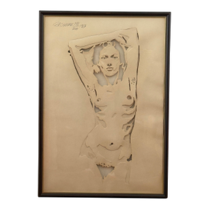 1980s Demetri Gassoumis Signed Cut Paper Figure Wall Sculpture