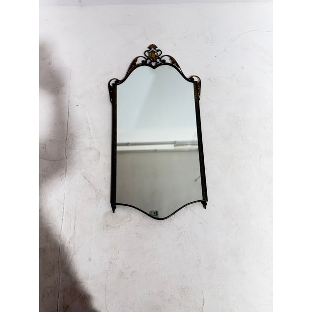 Vintage Brass Wall Mirror, Italy, 1940 For Sale - Image 11 of 13