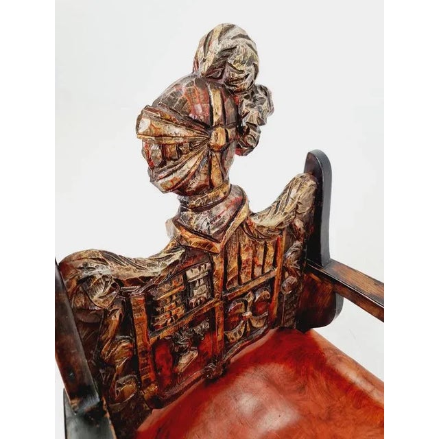 Antique Spanish Hand-Carved Wood Rocking Armchair, 1900s For Sale - Image 17 of 18