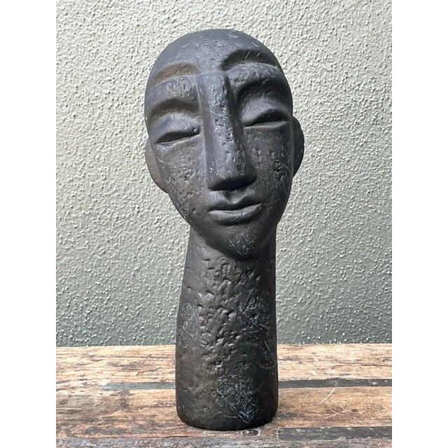 Vintage Ceramic Bust of Man For Sale - Image 9 of 12