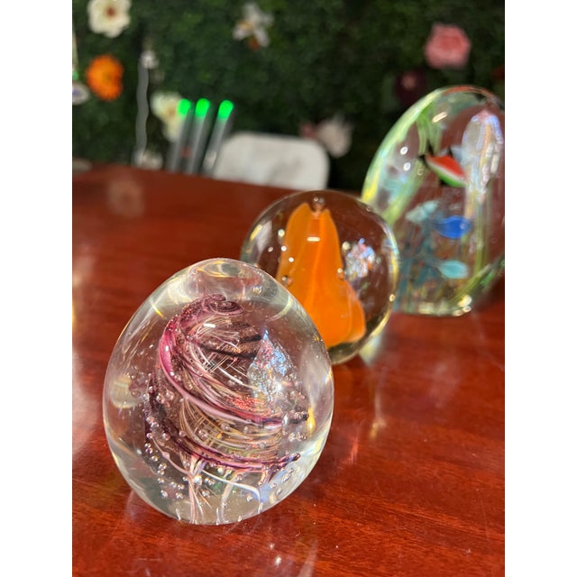 1970s Collection of Vintage Glass Paper Weights- Set of 7 For Sale - Image 5 of 11