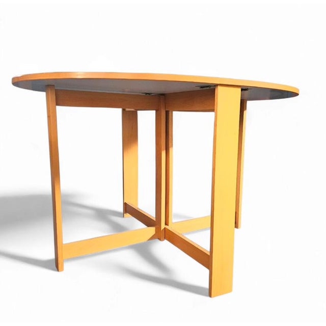 Vintage Scandinavian Folding Dining Table with Side Leaves and White Formica Top For Sale - Image 15 of 18