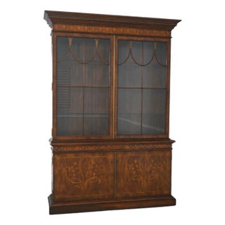 Theodore Alexander Inlaid Mahogany Large China Cabinet For Sale