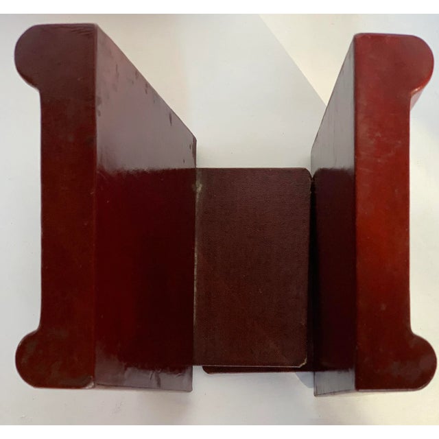 Vintage 1960’s Leather Bookends With Debossed Gold Accents- a Pair For Sale - Image 4 of 11