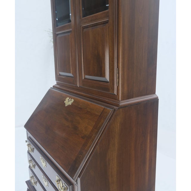 Narrow 30" Wide 4 Drawers Slant Front Secretary Desk w/ Glass Doors Bookcase For Sale - Image 11 of 13