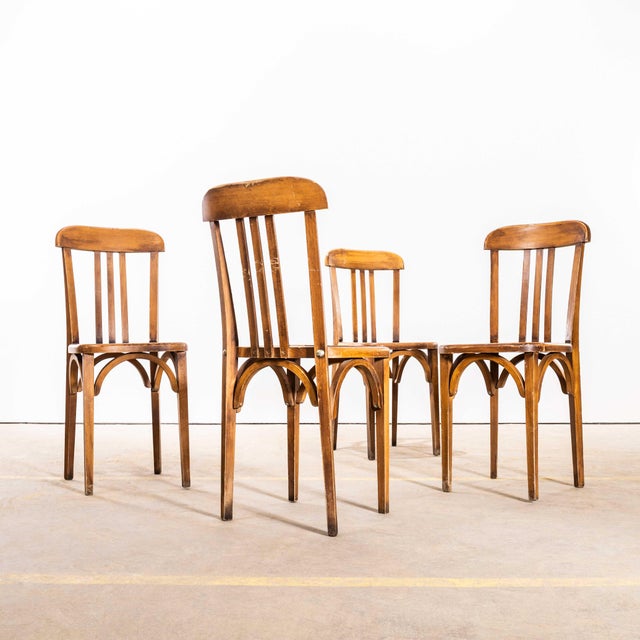 Upright Café Bentwood Dining Chairs from Delaroux, 1950s, Set of 4 For Sale - Image 11 of 11