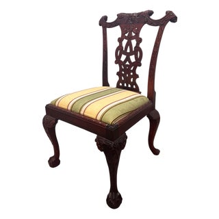 Vintage Chippendale Style Mahogany Dining / Accent Chair For Sale