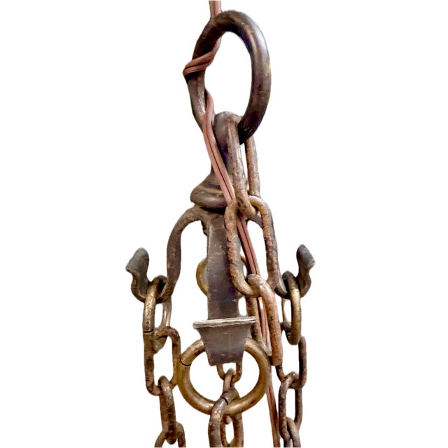 Vintage Round Iron Quatrefoil Chandelier For Sale - Image 17 of 18