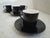Demitasse Cups + Saucers Vtg Expresso Set - 4 Dainty Tea Cups + Matching Plates NEW. Features: - Glossy black finish...