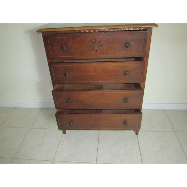 English 1960s Vintage British Colonial Style Wood Chest 4 Drawer Dark Tone For Sale - Image 3 of 12