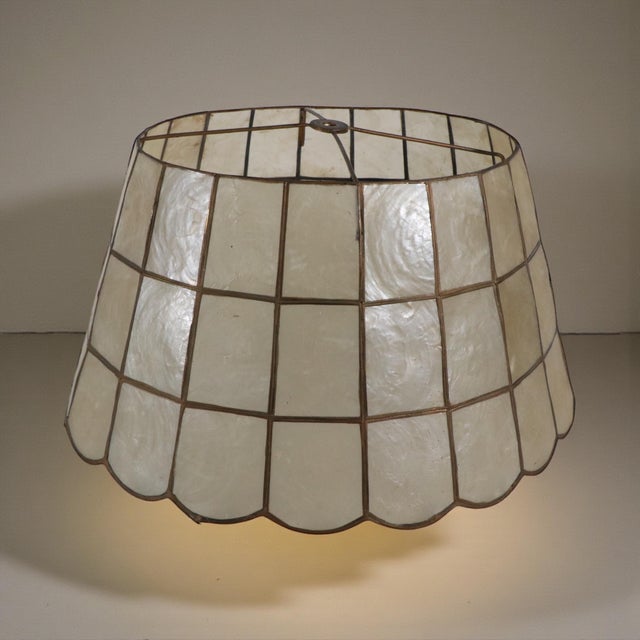 Shell Vintage Geometric Pattern Capiz Shell Lamp Shade For Sale - Image 7 of 7