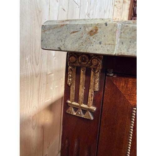 Louis XVI Style Mahogany Half-Moon Commode For Sale - Image 10 of 11