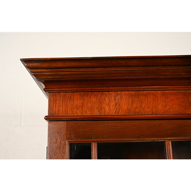 Brown Baker Furniture Historic Charleston Georgian Inlaid Mahogany Breakfront Bookcase Cabinet For Sale - Image 8 of 17
