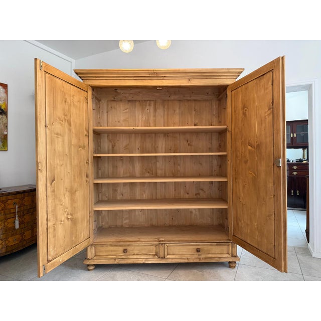 Antique Farmhouse Wardrobe in Softwood For Sale - Image 6 of 16