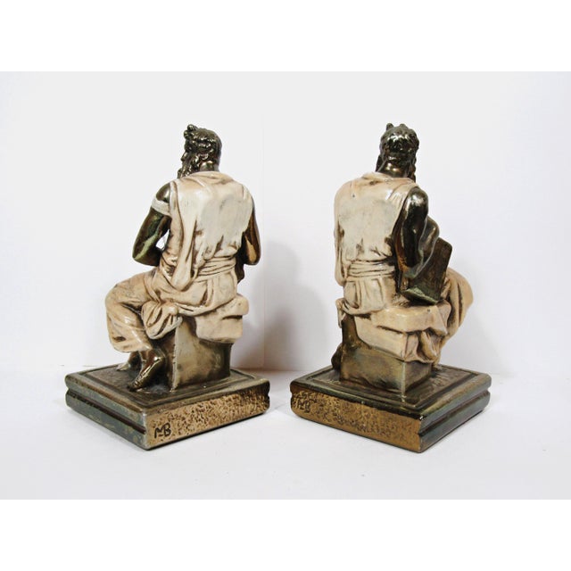 Vintage Marion Bronze Moses Bookends After Michelangelo For Sale - Image 10 of 11