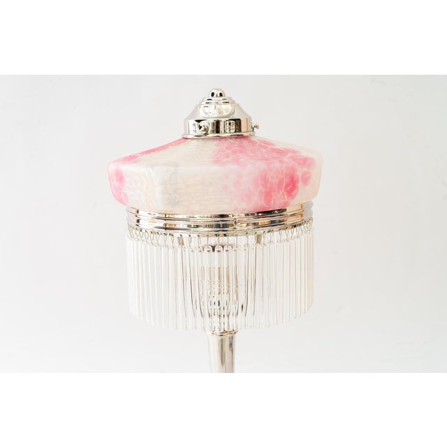 Art Deco Nickel-Plated Table Lamp with Glass Shade from Palme Koenig, 1920s For Sale - Image 9 of 18