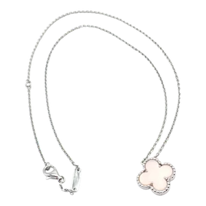 Van Cleef & Arpels Vintage Pink Opal White Gold Pendant Necklace