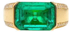 Agl Cert 5.21 Carat Colombian Emerald East-West 18k Gold Unisex Ring, Size 7.5