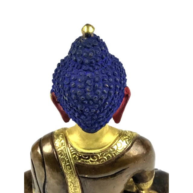 Shakyamuni Buddha Gold & Bronze Nepalese Figurine For Sale - Image 10 of 13