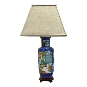 Late 19th Century Chinese Royal Blue Vase Made Into a Lamp