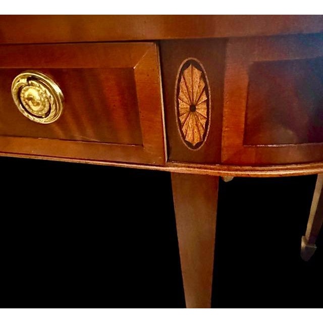 Late 20th Century Hekman Furniture Federal Hepplewhite-Style Demilune Console Table For Sale - Image 11 of 12