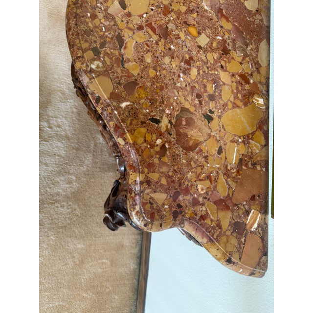 Late 19th Century French Hand Carved Walnut Wall Console With Marble Top For Sale In Los Angeles - Image 6 of 15