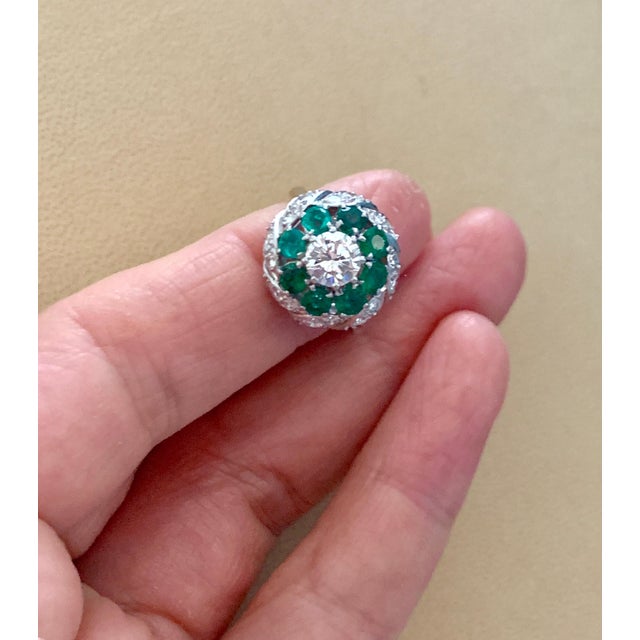 Antique Victorian Emerald and Solitaire Diamond Ring in Platinum Estate For Sale - Image 9 of 18