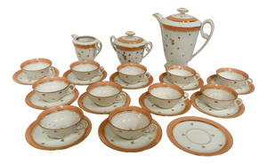 Coffee Service in Polychrome Porcelain, Set of 14