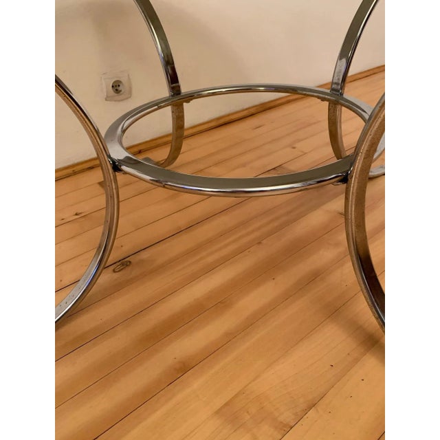 French Chromed Metal and Smoked Glass Coffee Table, 1970s For Sale - Image 4 of 7