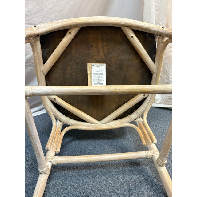 Vintage McGuire Style Cracked Ice Rattan and Rawhide Chairs- Set of 4 For Sale - Image 14 of 15