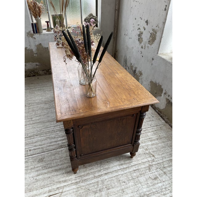 Drapery Oak Counter, 1900s For Sale - Image 6 of 18
