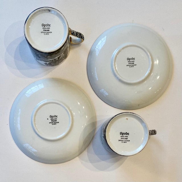 Black Spode Black Italian Espresso Cup & Saucer Set- 4 Pieces For Sale - Image 8 of 9