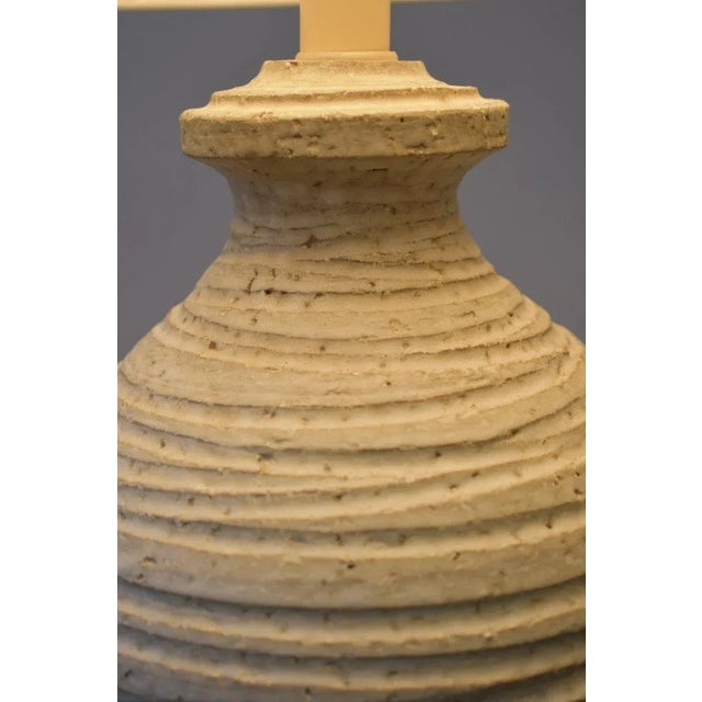 Vintage Bulbous Greige Pietra Decor Series Textured Terracotta Lamp by Bitossi for Raymor, Circa 1950s For Sale In New York - Image 6 of 13