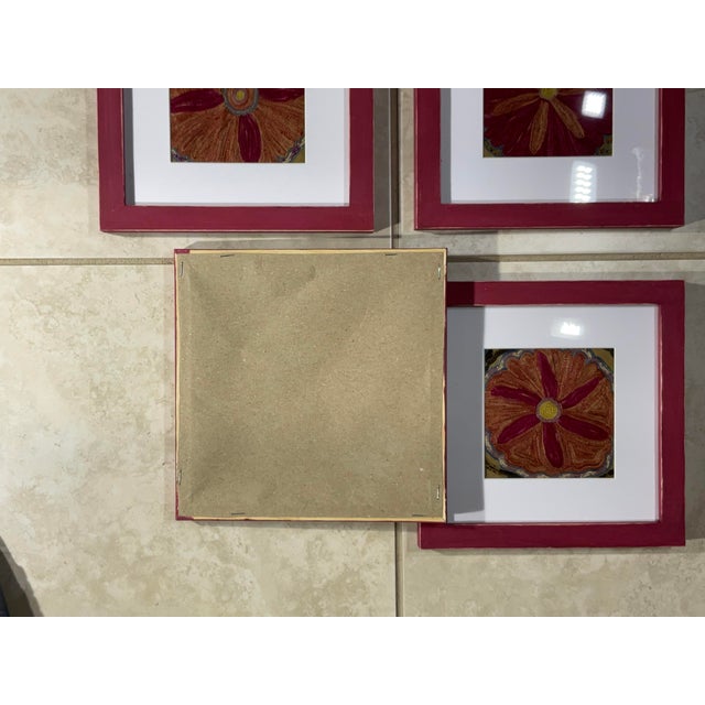 Set of Four 19 Century Antique Silk Suzani Wall Hanging For Sale In Miami - Image 6 of 12