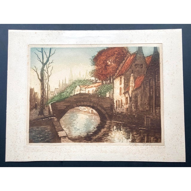 Peaceful scenes from the Flemish city of Bruges captured in the early 20th century and hand-signed as Van Host. While not...