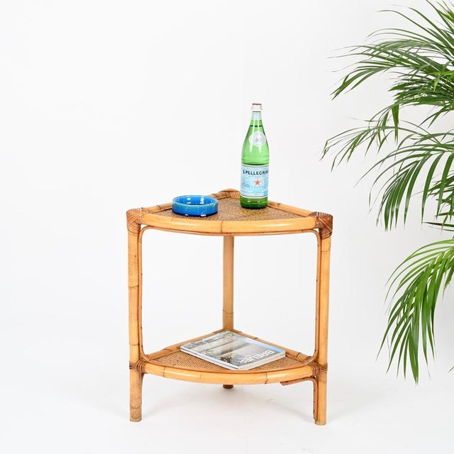 French Riviera Nightstands or Side Tables in Bamboo Rattan, Italy, 1970s, Set of 2 For Sale - Image 13 of 15