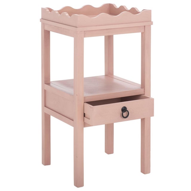 Light Pink Darlyn Scalloped 1 Drawer Accent Table in Pink For Sale - Image 8 of 10