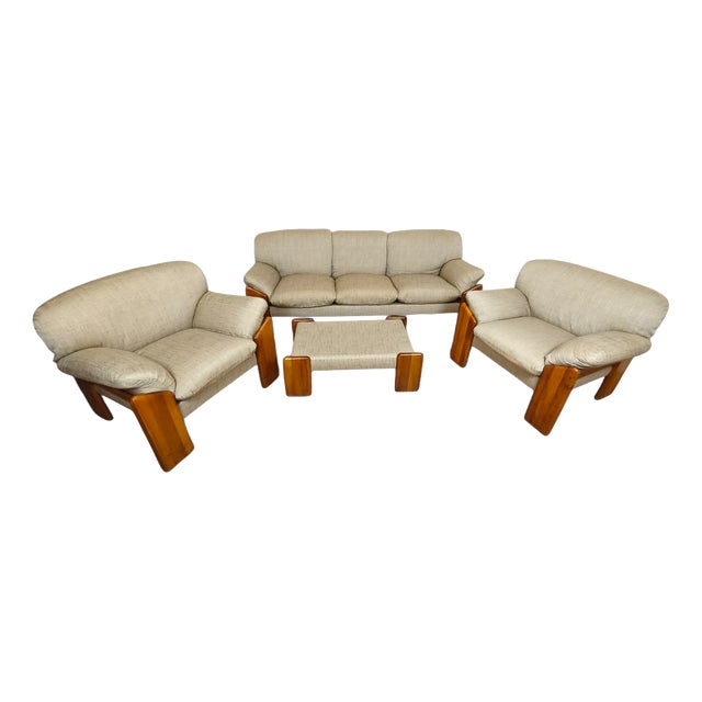 Sapporo Sofa, Armchairs and Coffee Table by Mario Marenco, 1970s, Set of 4 For Sale