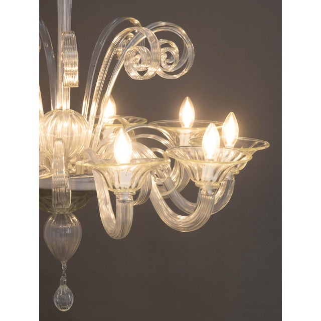 Italian Murano Clear Glass Ten Branch Chandelier For Sale - Image 3 of 13