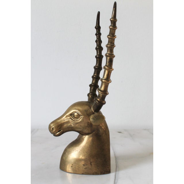 Mid 20th Century Vintage Brass Antelope Sculpture For Sale - Image 5 of 12