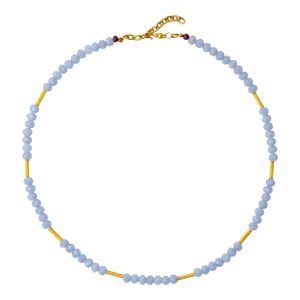 Blue Angelite Lyra Necklace