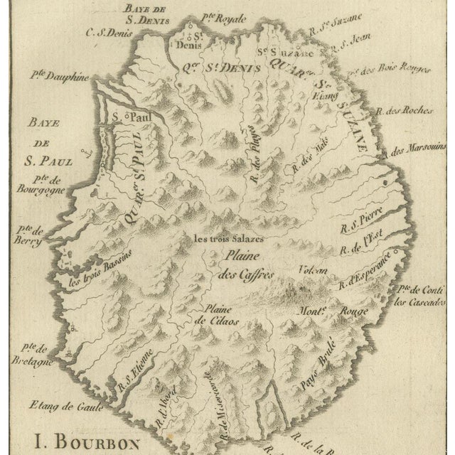 Map of French Indian Ocean Islands Bourbon, Isle De France & Rodrigues by Bonne, 1780s For Sale - Image 5 of 9