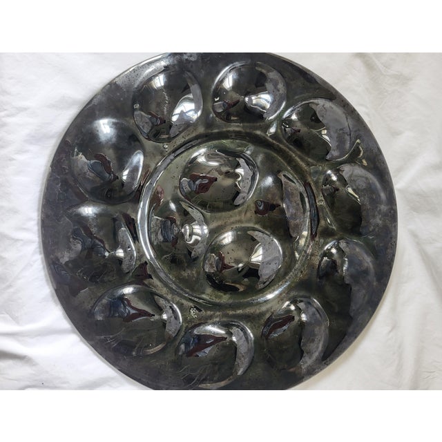 Mid-Century French Majolica Oyster Service from Saint-Clement, 1950s, Set of 7 For Sale - Image 4 of 9