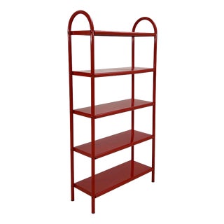 Red Tubular Standing Shelf, 1980s For Sale