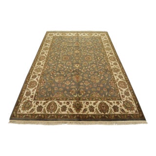 Agra Rug 9’1” X 11’9” Gray Wool Traditional Hand-Knotted Oriental Carpet For Sale