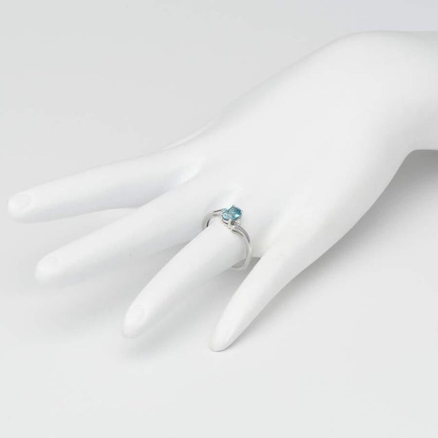 2000 - 2009 14KW Blue Zircon(.78) & Diamond Halo Ring, size 7 For Sale - Image 5 of 5