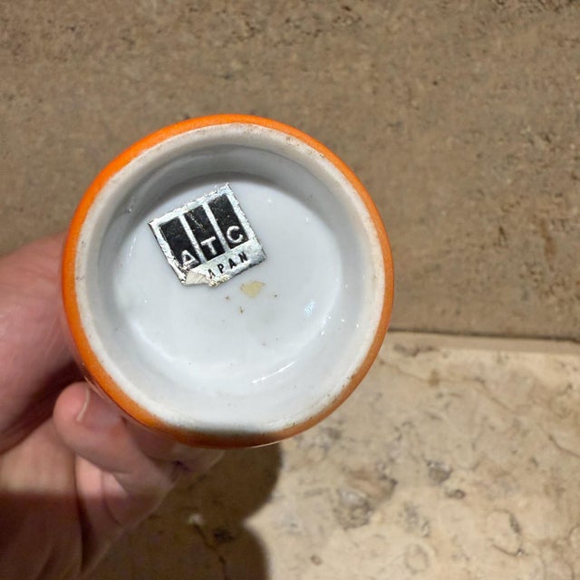 Mid-Century Modern 1960s Minimalist Orange Vase Sake Bottle Japan For Sale - Image 3 of 4